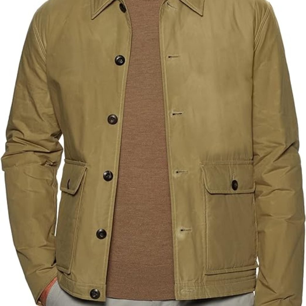 Billy Reid Flight Jacket - Khaki Men Insulated Waxed cotton coat Spring 2022 NWT